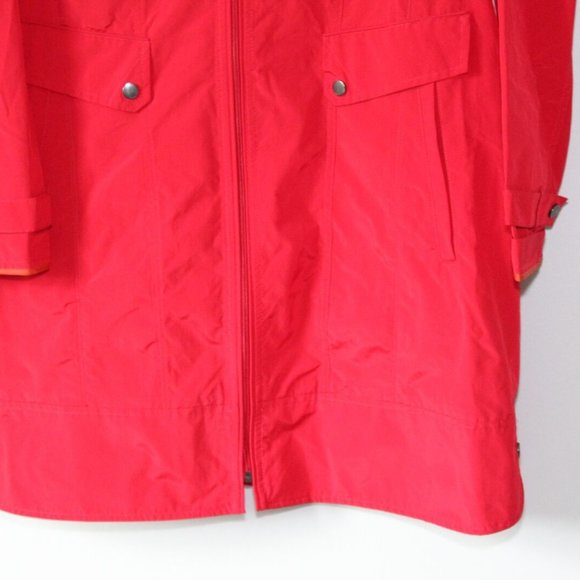 Cole Haan Back Bow Packable Hooded Raincoat Zip Red Rain Jacket Size XL H13198 - Picture 3 of 11